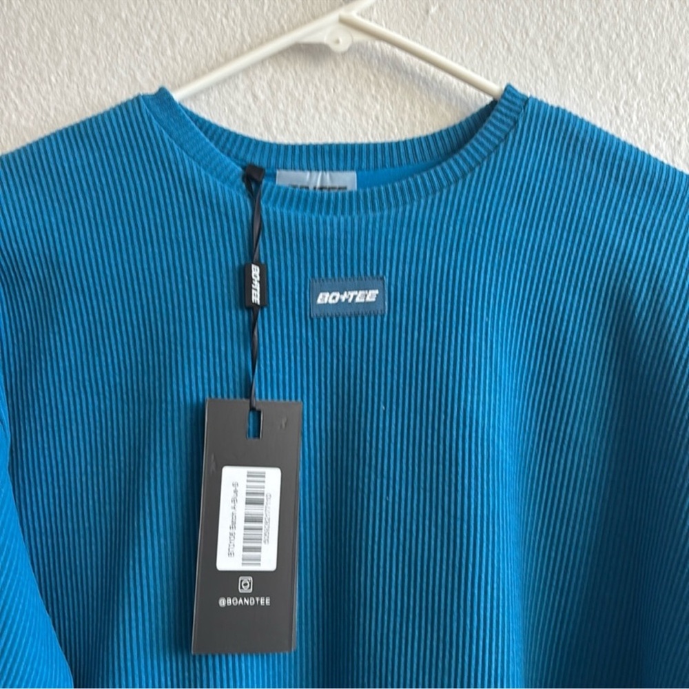 Bo & Tee Teal Blue Sweatshirt Dress NEW - Picture 2 of 6
